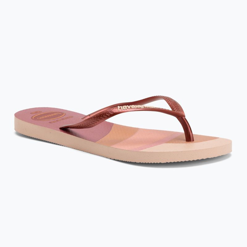 Moteriškos šlepetės per pirštą Havaianas Slim Palette Glow ballet rose