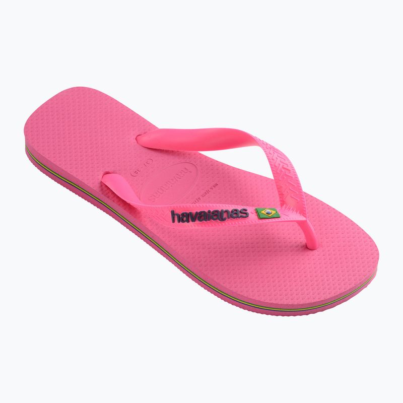 Šlepetės per pirštą Havaianas Brasil Logo Neon pink flux / pink flux 8