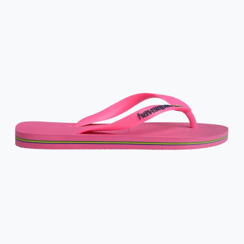 Šlepetės per pirštą Havaianas Brasil Logo Neon pink flux / pink flux 9