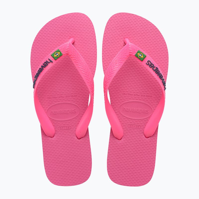 Šlepetės per pirštą Havaianas Brasil Logo Neon pink flux / pink flux 10