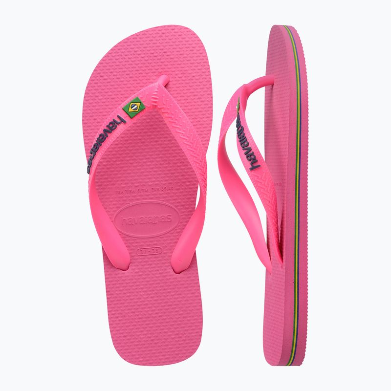 Šlepetės per pirštą Havaianas Brasil Logo Neon pink flux / pink flux 11