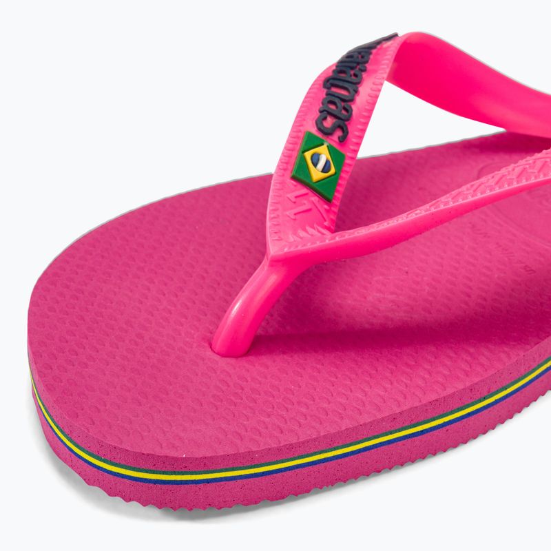 Šlepetės per pirštą Havaianas Brasil Logo Neon pink flux / pink flux 3