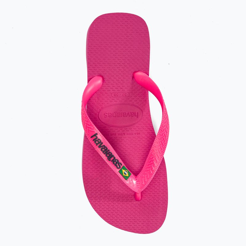 Šlepetės per pirštą Havaianas Brasil Logo Neon pink flux / pink flux 7