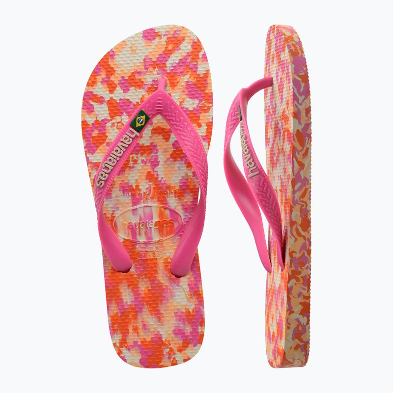 Šlepetės per pirštą Havaianas Brasil Tech II pink flux 11