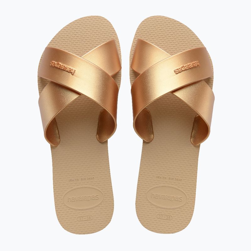 Moteriškos šlepetės Havaianas Aqua Metallic golden 10