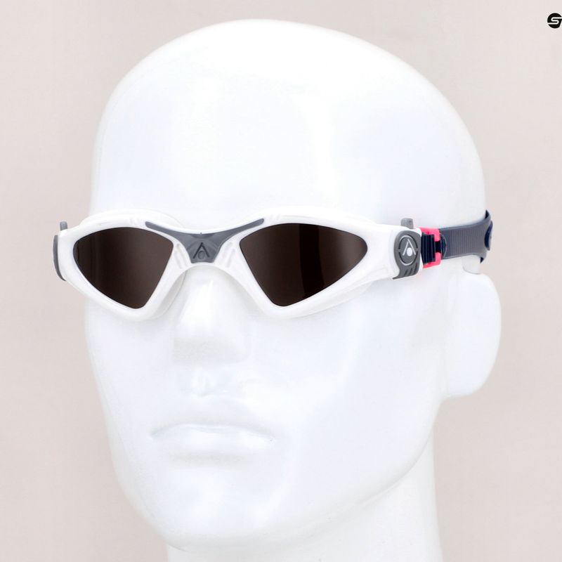 Aquasphere Kayenne Compact 2022 balti/pilki/poliarizuoti rudi vaikiški plaukimo akiniai 7