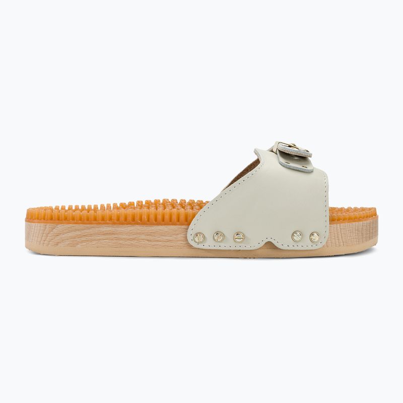 Moteriškos "Scholl Pescura Flat Massage Lea off white" šlepetės 2