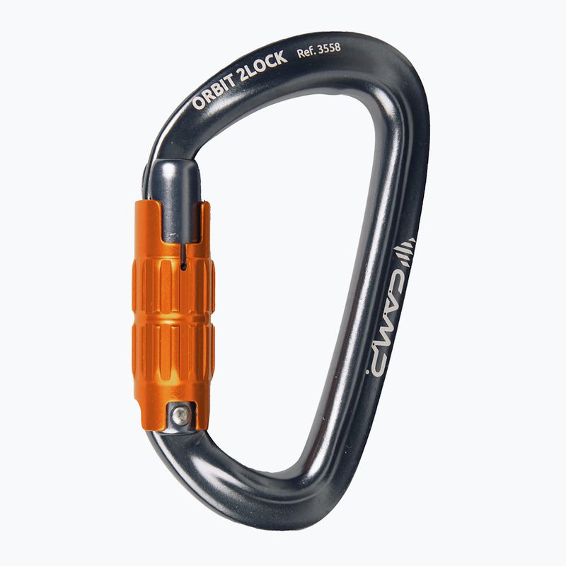 Karabinas CAMP Orbit 2Lock gun metal/orange