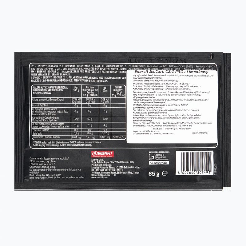 Izotoninis gėrimas Enervit C2:1 Isocarb 65 g mild lemon 2