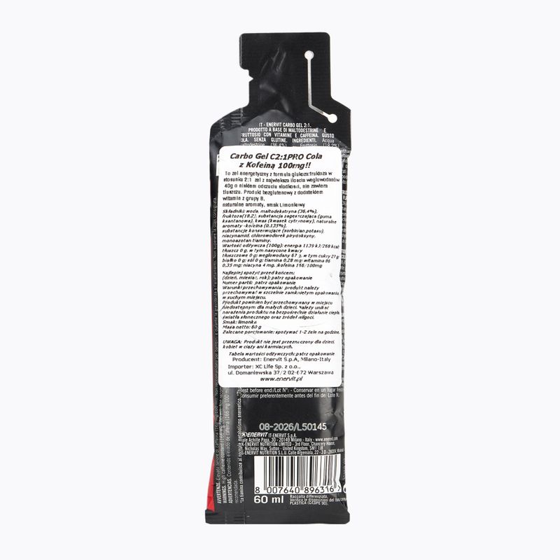 Energetinis gelis Enervit C2:1 Carbo Gel 60 ml cola with caffeine 2