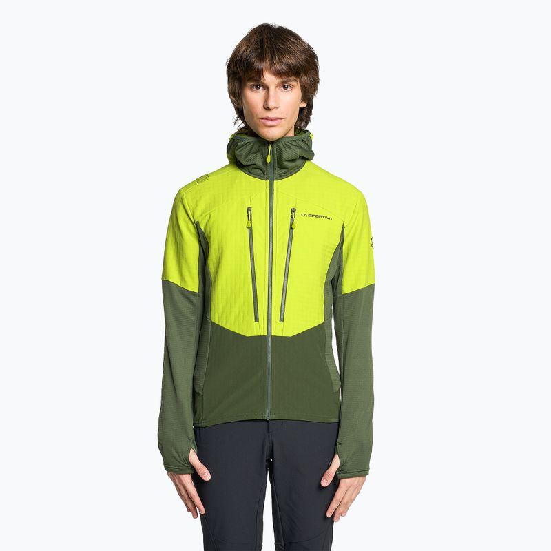 Vyriškas La Sportiva Session Tech Hoody forest/lime punch trekkinginis džemperis