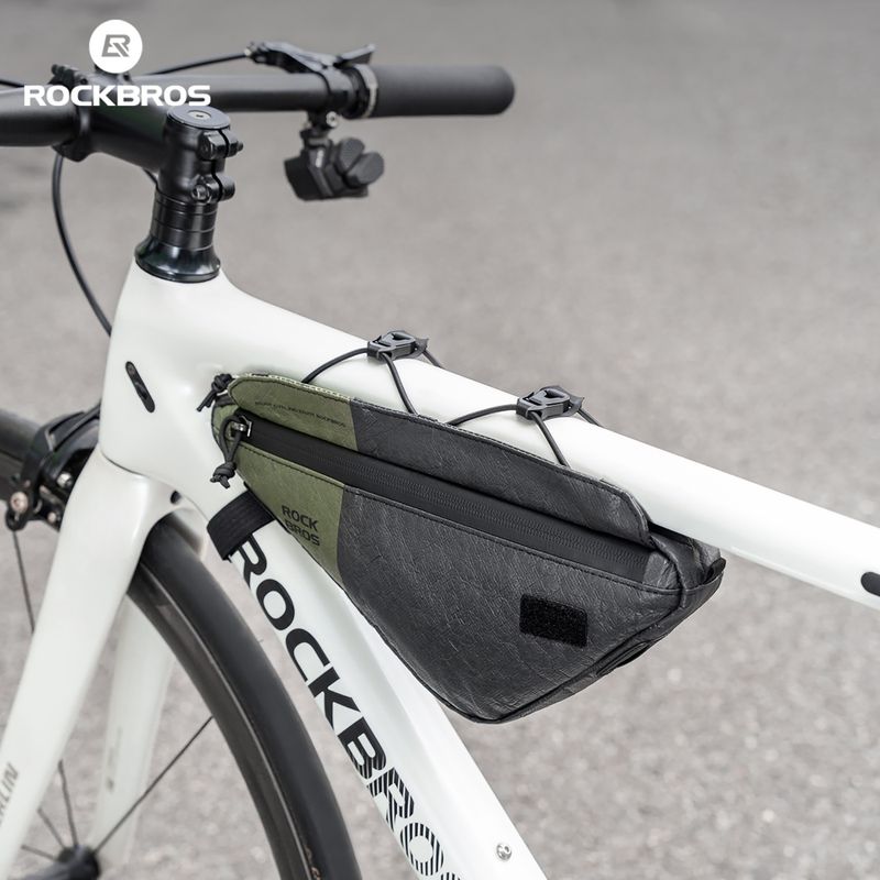 Dviračio rėmo krepšys Rockbros 30180033001 Eco-Friendly 2in1Bike Frame Bag with Shoulder Strap black/green 2