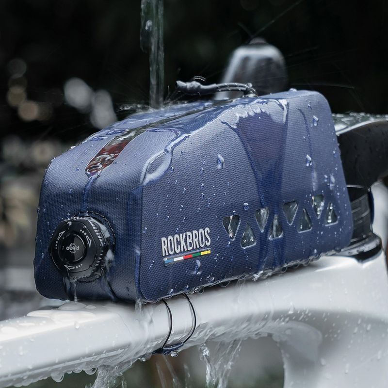 Dviračio rėmo krepšys Rockbros 30120129 Road to Sky Top Tube Bag dark blue 4