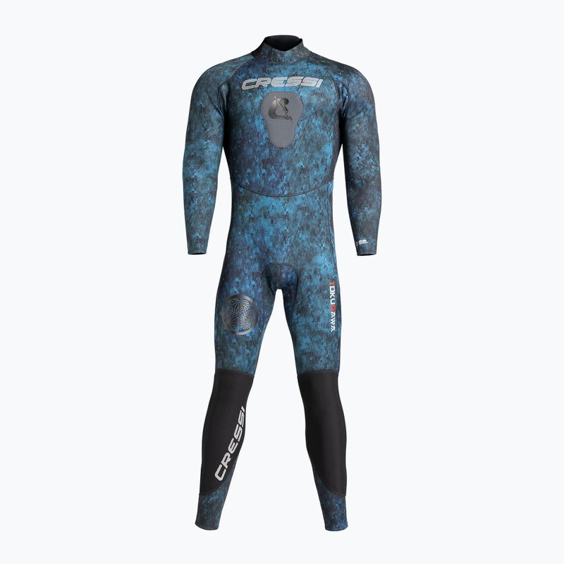 Vyriškas plaukimo hidrokostiumas Cressi Tokugawa Monopiece 3 mm camo blue