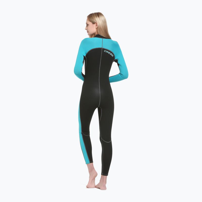 Moteriškas plaukimo kostiumas Cressi Lido Monopiece 2 mm black/aquamarine 2