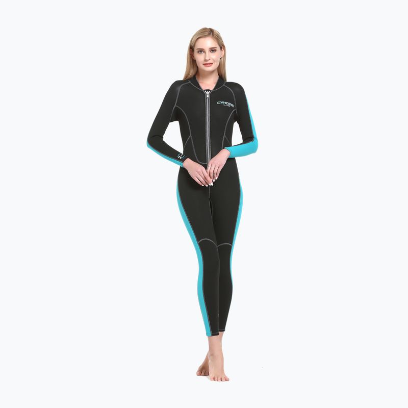 Moteriškas plaukimo kostiumas Cressi Lido Monopiece 2 mm black/aquamarine 3
