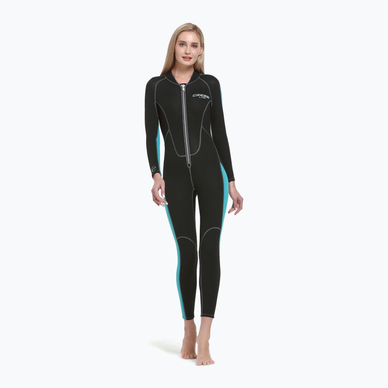 Moteriškas plaukimo kostiumas Cressi Lido Monopiece 2 mm black/aquamarine 5