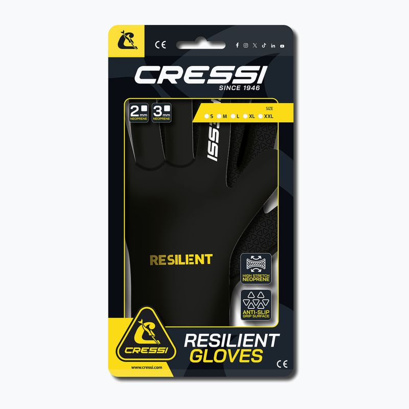 "Cressi Resilient" 2 mm neopreno pirštinės juodos spalvos 8