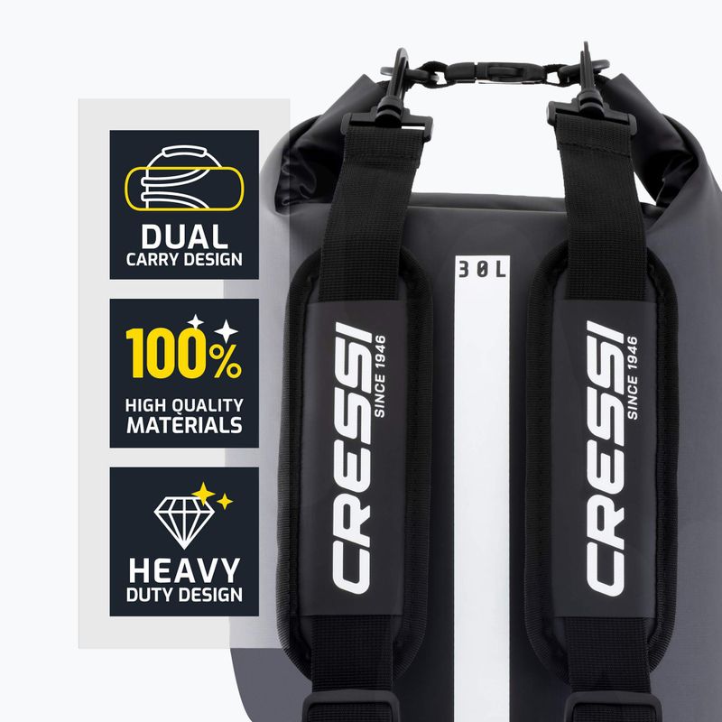Vandeniui atsparus maišas Cressi Ocelot Dry Bag 30 l black/yellow 5