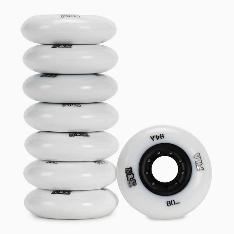 FILA Urban Wheels 80mm/84A riedučių ratukai 8 vnt., balti 2
