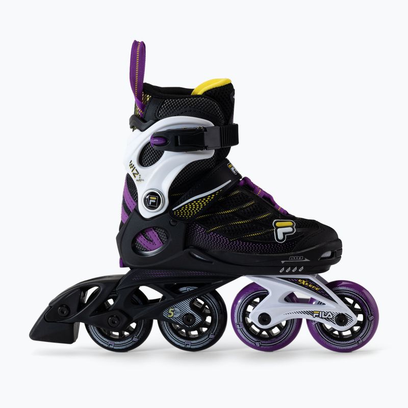 FILA Wizy G juodos/geltonos/gelsvai purpurinės spalvos vaikiški riedučiai 2