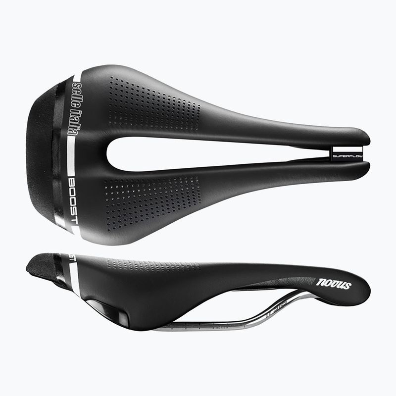 Selle Italia Novus Boost Superflow S Ti 316 Rail Fibra-Tek dviračio balnelis juodas SIT-080A302IKC002