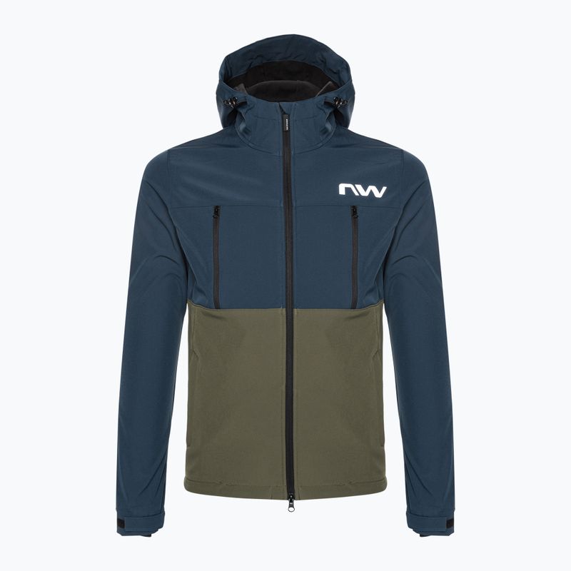 Vyriška dviračių striukė Northwave Easy Out Softshell deep blue/forest green