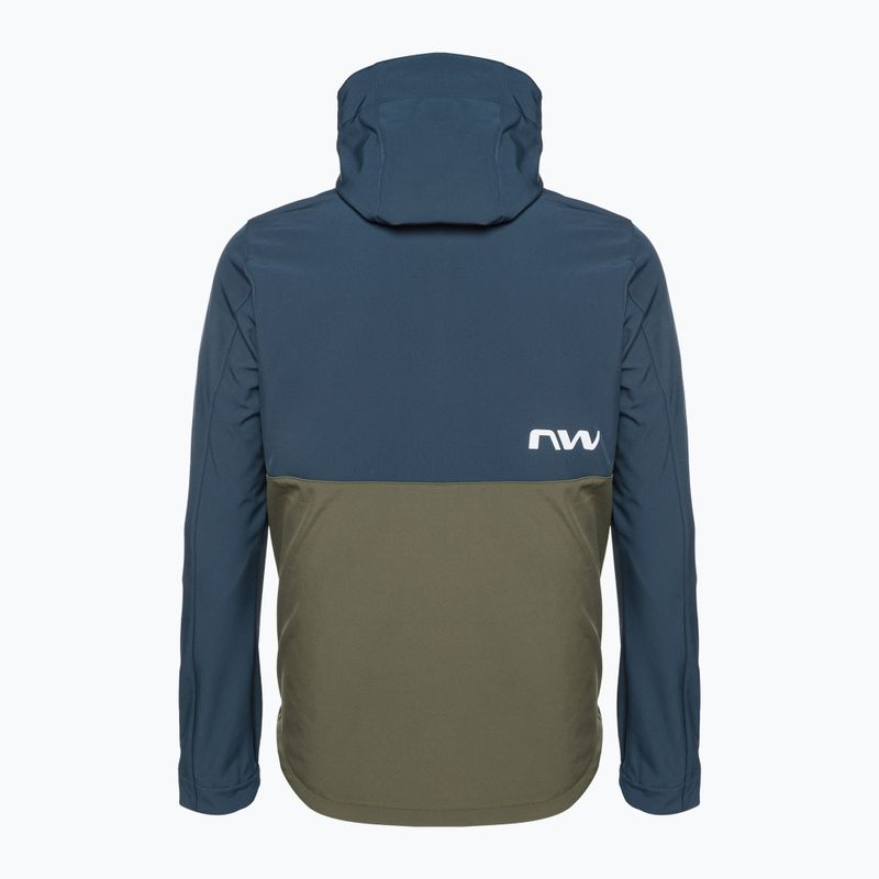 Vyriška dviračių striukė Northwave Easy Out Softshell deep blue/forest green 2