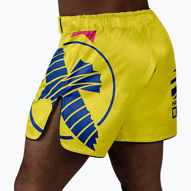 Vyriški treniruočių šortai Hayabusa Icon Mid-Thigh MMA yellow/blue 3