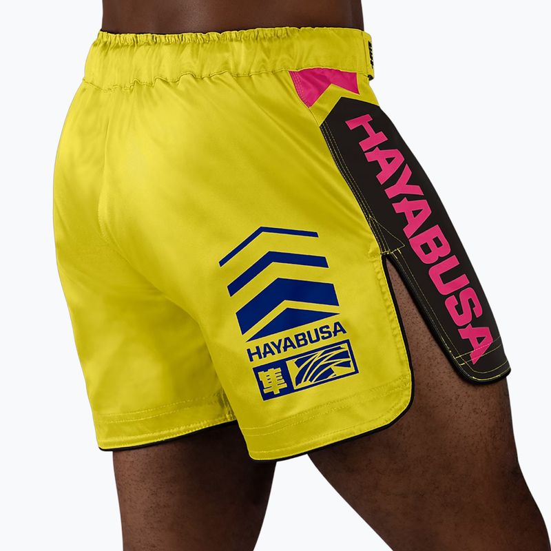 Vyriški treniruočių šortai Hayabusa Icon Mid-Thigh MMA yellow/blue 4