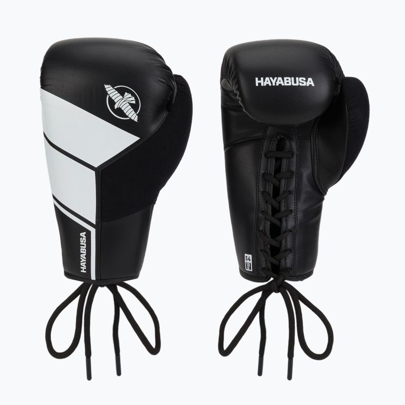 Hayabusa S4 Lace Up bokso pirštinės baltos S4LACBG-BK 3