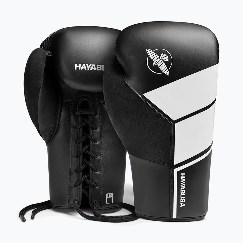 Hayabusa S4 Lace Up bokso pirštinės baltos S4LACBG-BK 8