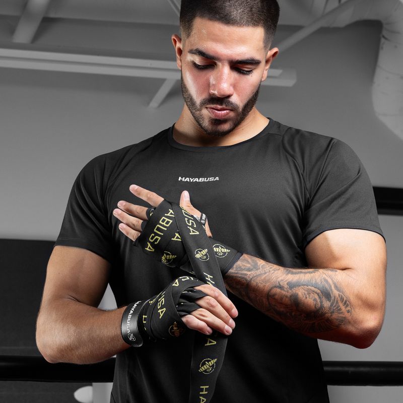 Bokso tvarsčiai Hayabusa Premium Jacquard Handwraps 450 cm black/gold 5