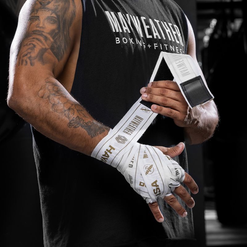Boksininkų bintai Hayabusa Mayweather Stretch Hand Wraps 450 cm white/gold 6