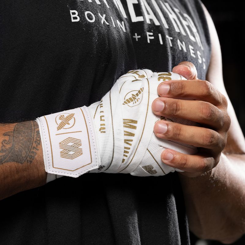 Boksininkų bintai Hayabusa Mayweather Stretch Hand Wraps 450 cm white/gold 8