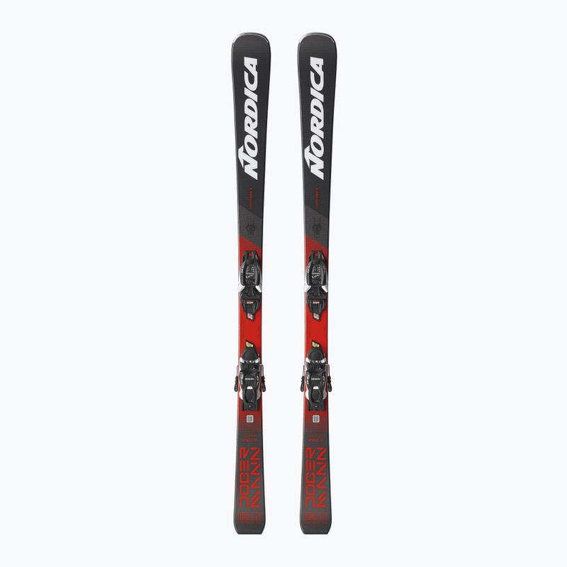 Vaikiškos kalnų slidės Nordica Doberman Combi Pro S + tvirtinimai J7.0 FDT anthracite/red