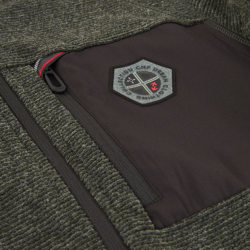 Vyriškas flisinis džemperis CMP 35H3907 Melange Knitted forest melange/black/red 4