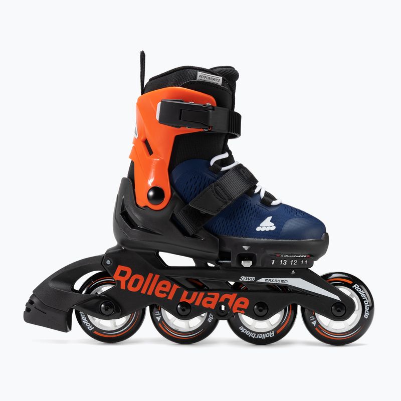 Rollerblade Microblade vaikiškos tamsiai mėlynos ir oranžinės spalvos pačiūžos 07221900 174 2