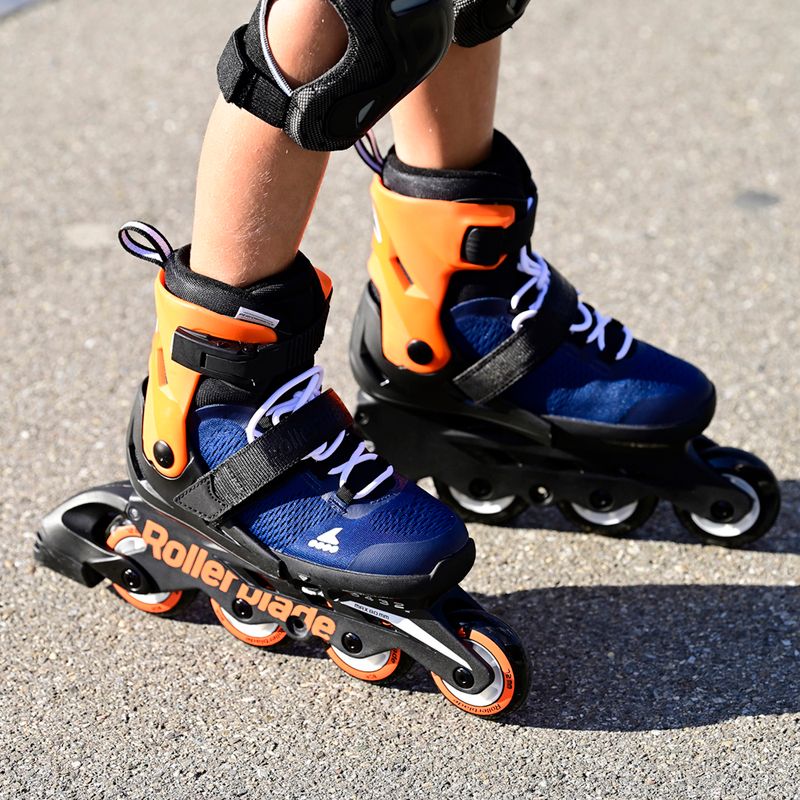 Rollerblade Microblade vaikiškos tamsiai mėlynos ir oranžinės spalvos pačiūžos 07221900 174 10