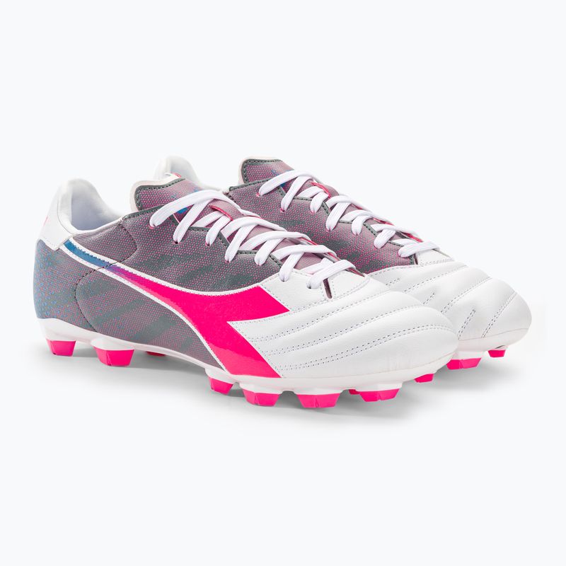 Vyriški futbolo bateliai Diadora Brasil Elite Veloce GR LPU white/pink fluo/blue fluo 4