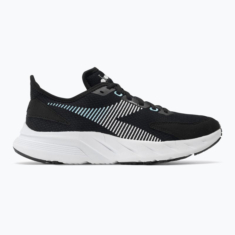 Moteriški bėgimo bateliai Diadora Passo 3 black/white/aruba blue 2