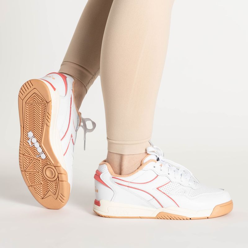 Batai Diadora Winner bianco/rosa pesca pallida 2