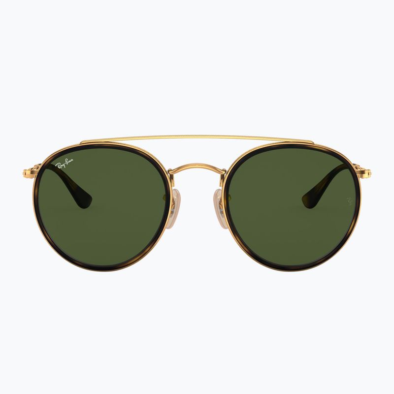 Akiniai nuo saulės Ray-Ban Round Double Bridge arista gold/green g-15 2