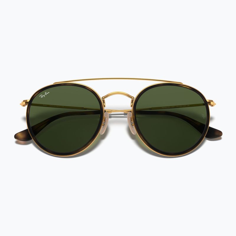 Akiniai nuo saulės Ray-Ban Round Double Bridge arista gold/green g-15 3