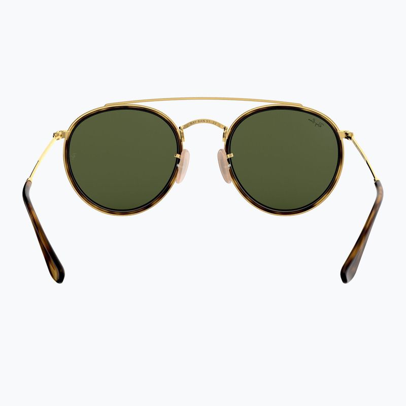 Akiniai nuo saulės Ray-Ban Round Double Bridge arista gold/green g-15 5