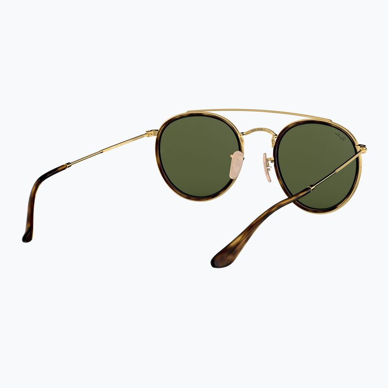 Akiniai nuo saulės Ray-Ban Round Double Bridge arista gold/green g-15 6