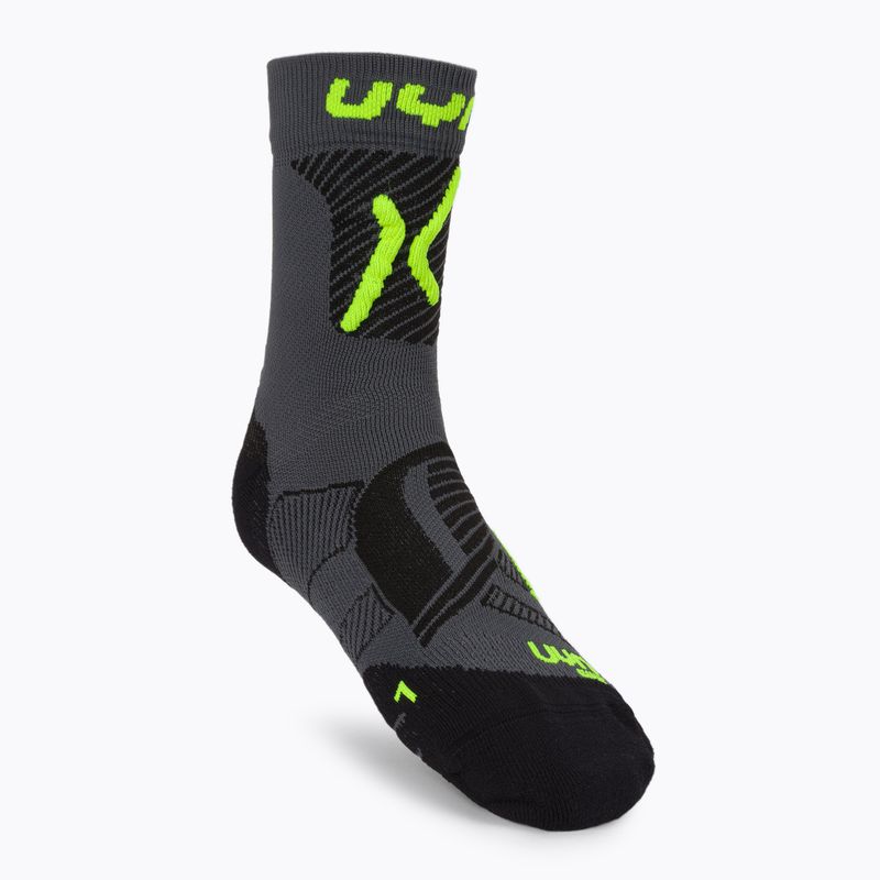 Vyriškos UYN MTB dviratininkų kojinės antracitinės/geltona fluo