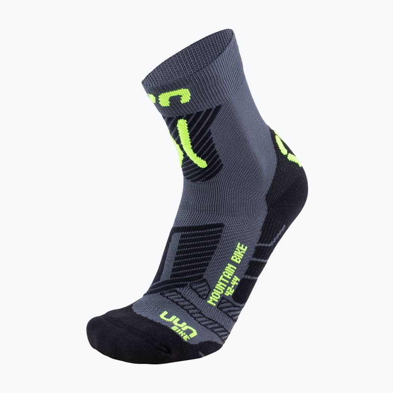 Vyriškos UYN MTB dviratininkų kojinės antracitinės/geltona fluo 5