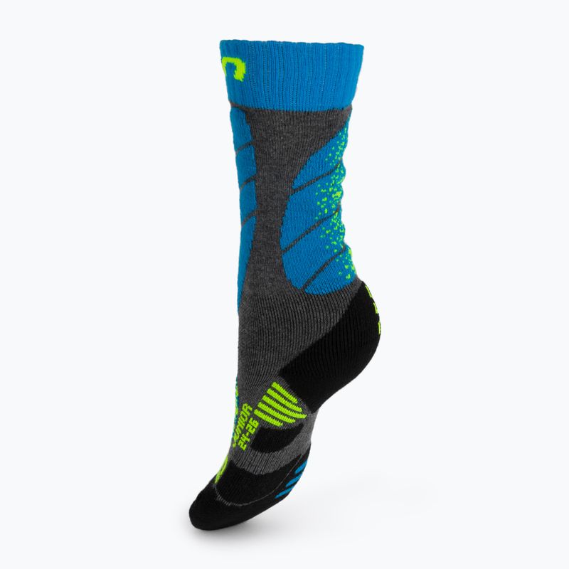 UYN Ski Junior kojinės medium grey melange/turquoise 2