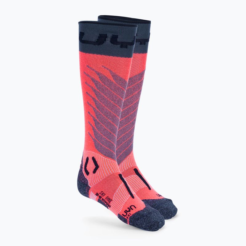 Moteriškos slidinėjimo kojinės UYN Ski One Merino pink/black